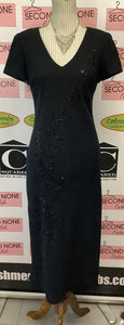 Evan Picone Black Beaded Maxi Dress (Size 6)