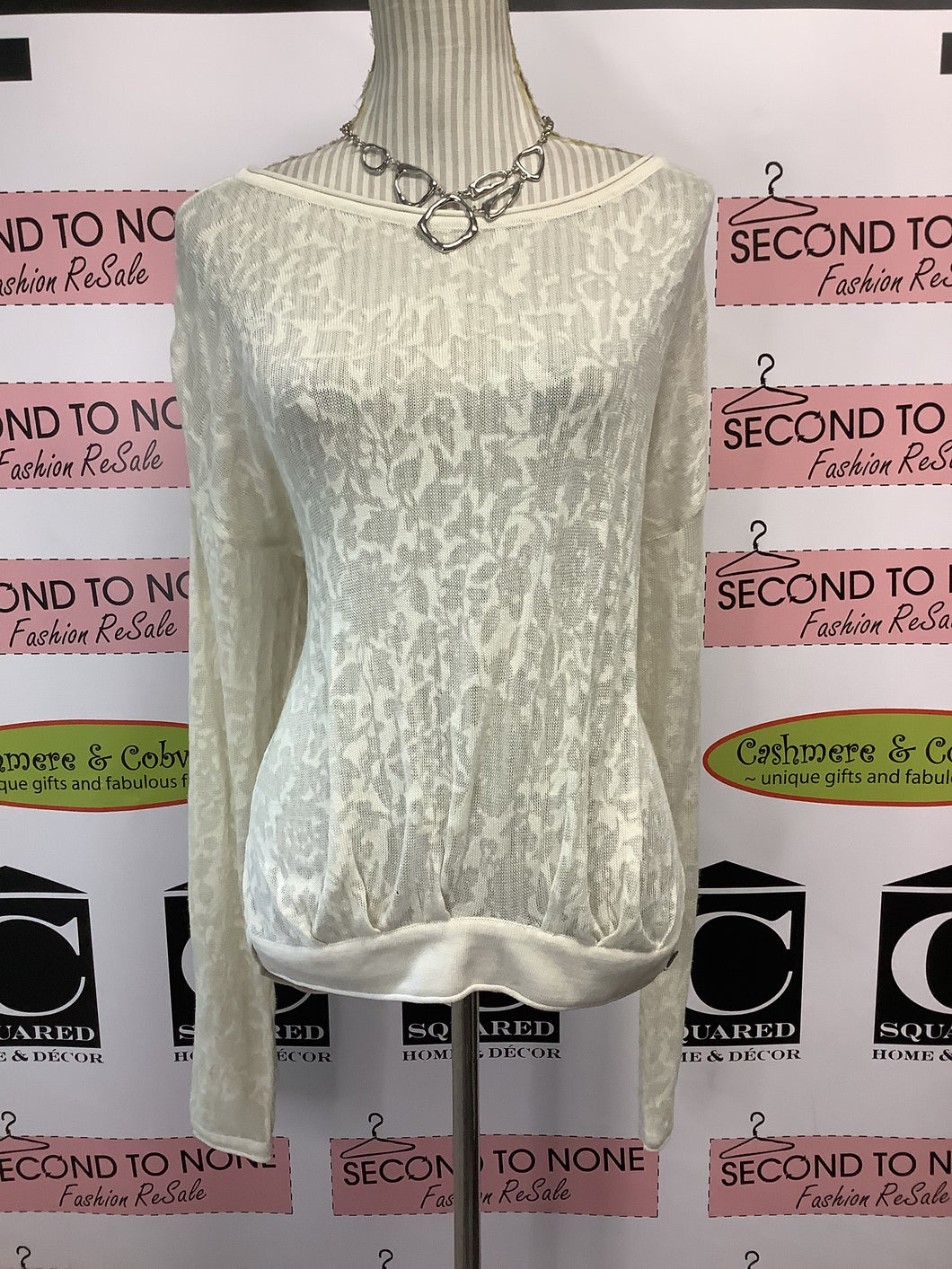 Prana White Sheer Long Sleeve (Size L)