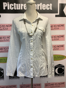 Eddie Bauer White Plaid Button Up (Size L)
