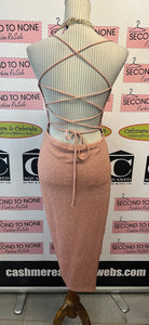 Bombshell Rose Gold Strappy Dress (Size L)