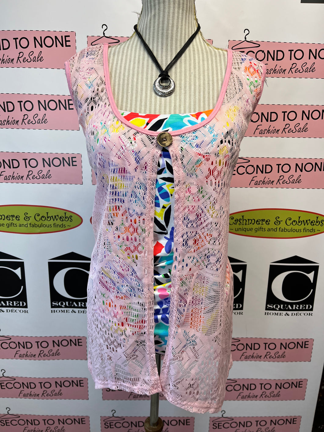 Pink Lace Open Overlay (Size 2XL)