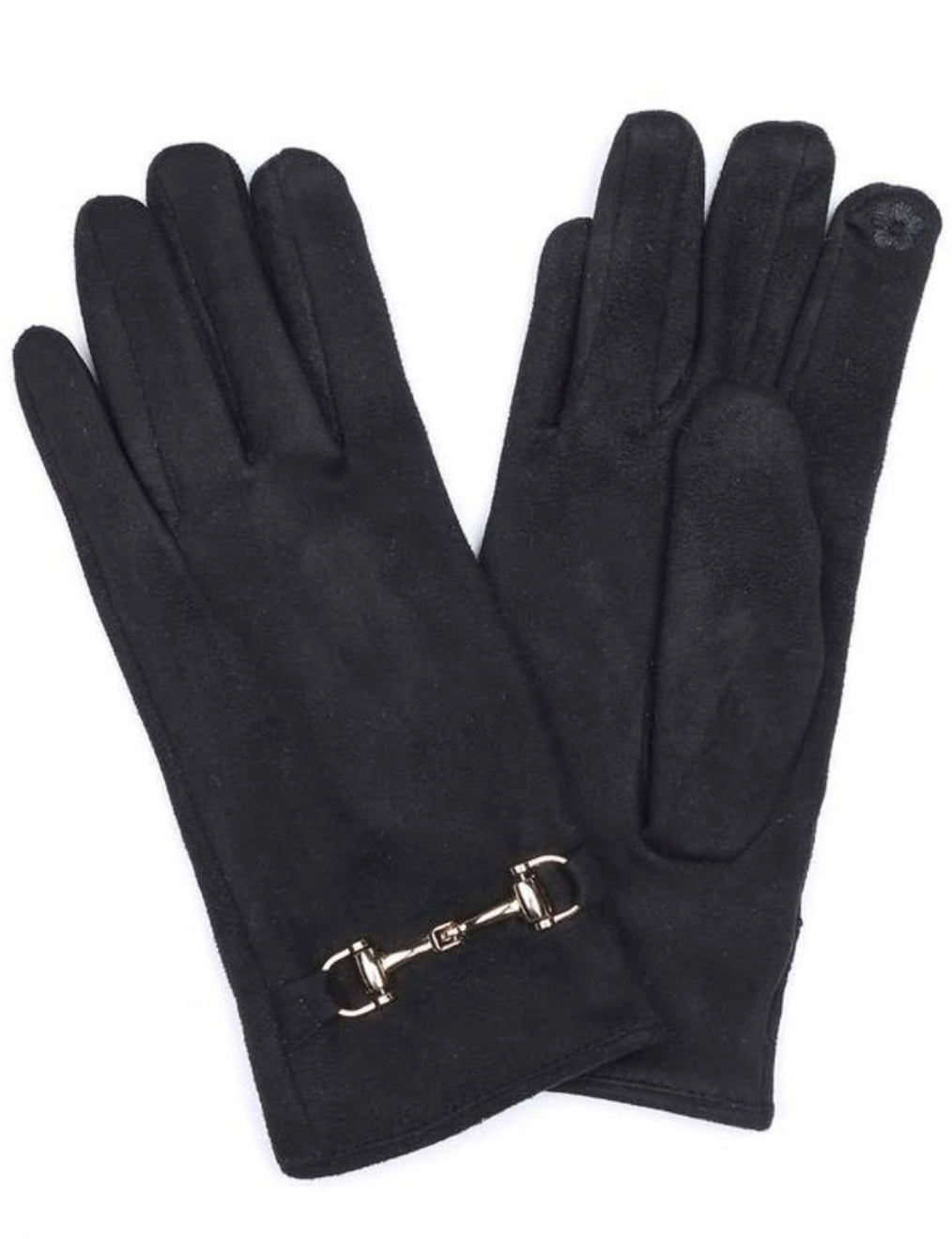 Buckle Suede-Like Gloves
