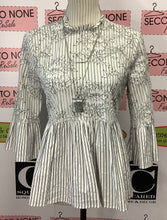 Load image into Gallery viewer, Pinstriped Lace Overlay Top (S)
