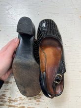 Load image into Gallery viewer, Black Perforated Leather Sling Back Heels (Size 7.5/8)
