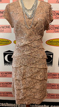 Load image into Gallery viewer, Jessica Soft Brown Lace &amp; Sequin Dress (Size 14)
