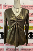 Load image into Gallery viewer, NWT Michael Kors Gold Shimmer Top (Size S)
