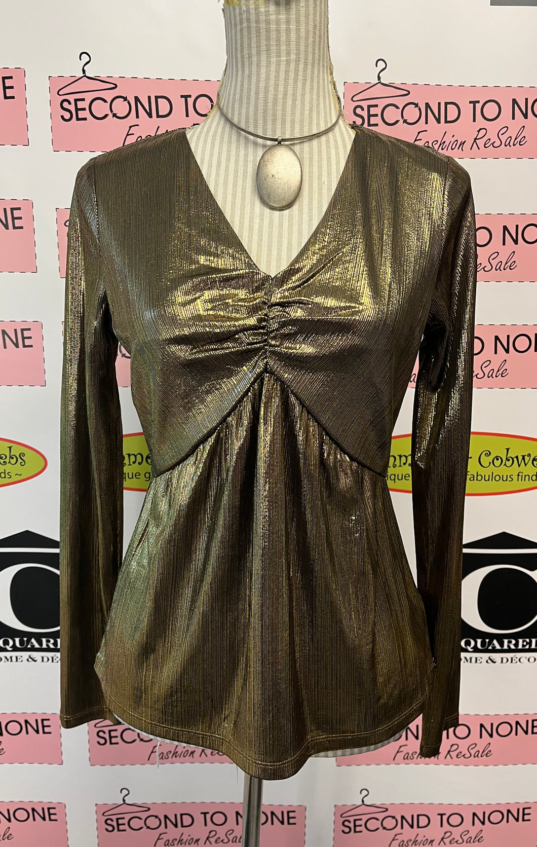 NWT Michael Kors Gold Shimmer Top (Size S)