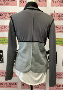 Micro Pinstripe Raw Edge Cardi (Size S)