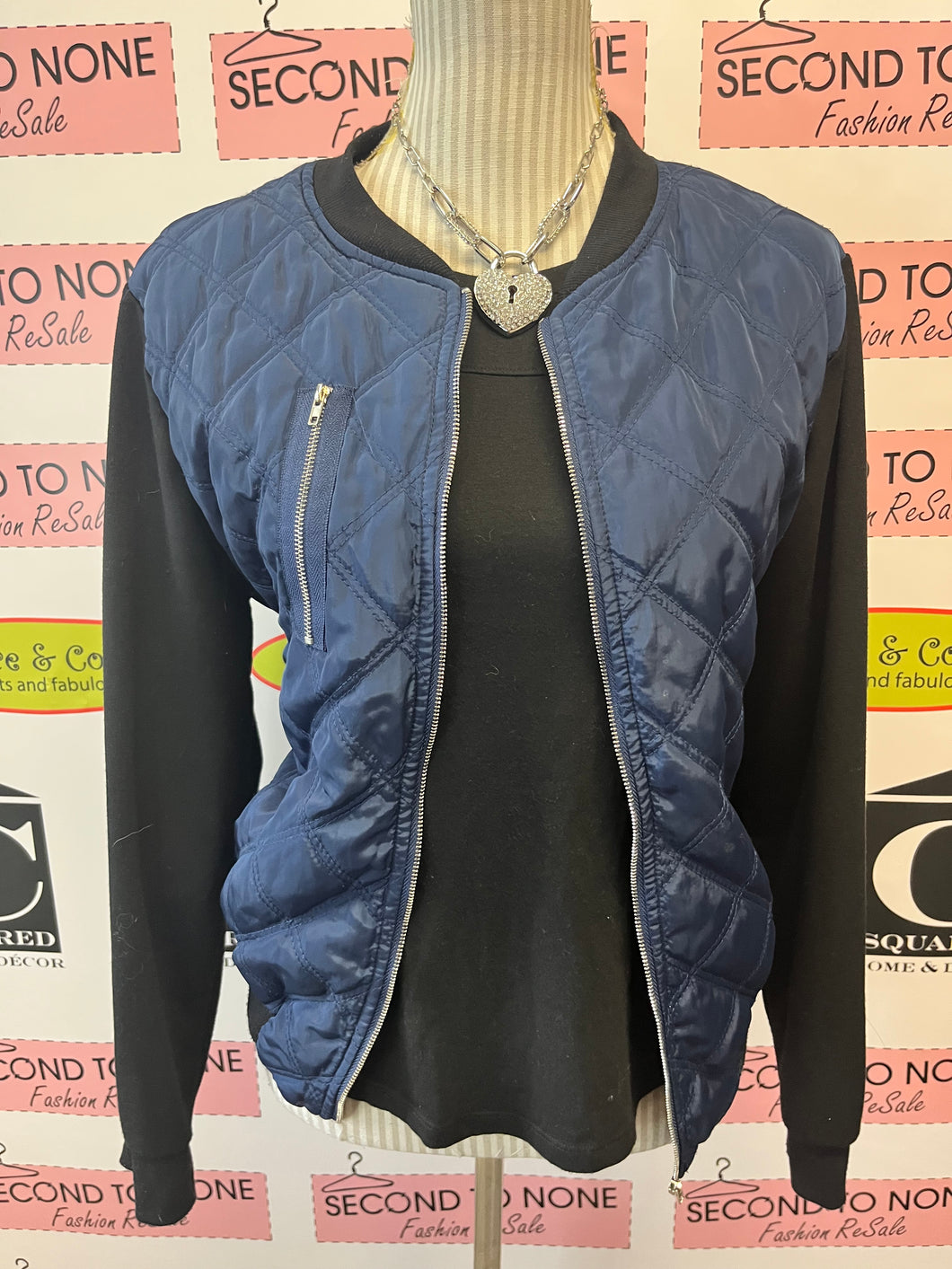 Satin Quilted Bomber Jacket (Size S/M)