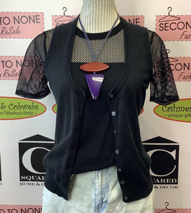 Classic Black Knit Vest Cardi (Size S)