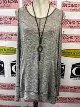 Load image into Gallery viewer, Grey Marled Cold Shoulder Tunic (Size M)
