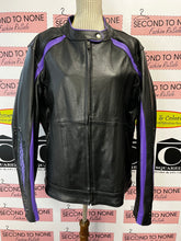 Load image into Gallery viewer, SanMarc NWT Leather Black &amp; Purple Motorcycle Jacket (Size 4XL)
