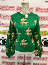 Load image into Gallery viewer, Green Reindeer Christmas Sweater

