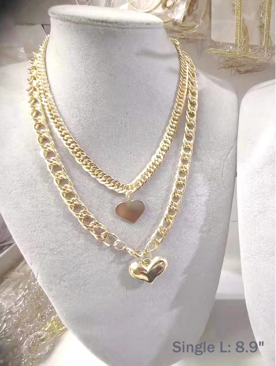 Metal Links Heart Locket Necklace (2 Colours)