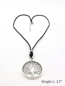 Tree Pendant on Black Rope Necklace