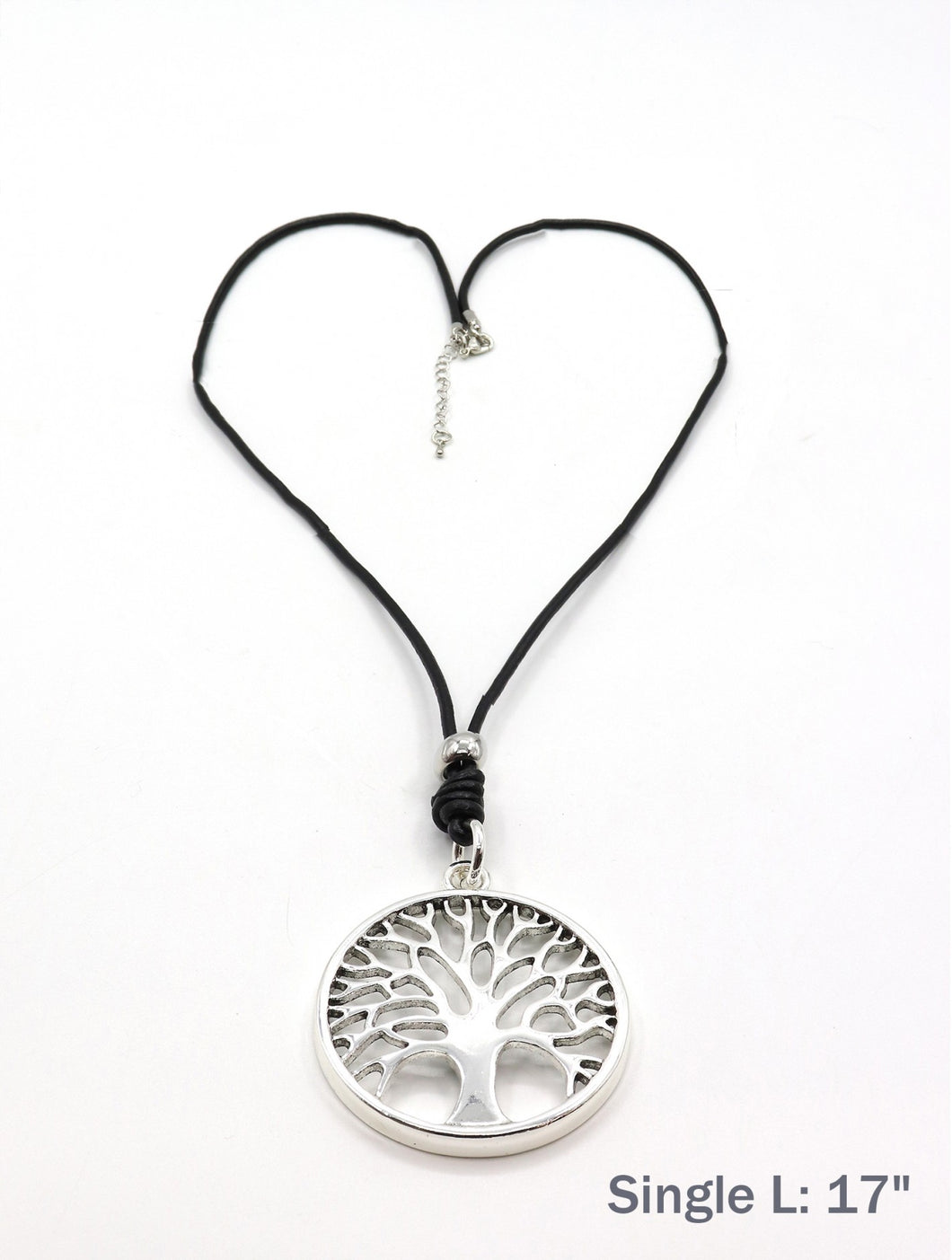 Tree Pendant on Black Rope Necklace