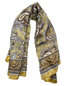 Gold Paisley Satin Scarf