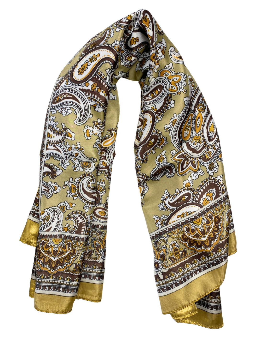 Gold Paisley Satin Scarf