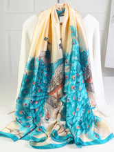 Load image into Gallery viewer, Peacock Print Silk-Like Scarf (Only 1 Left!)
