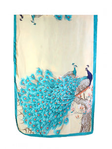 Peacock Print Silk-Like Scarf (Only 1 Left!)