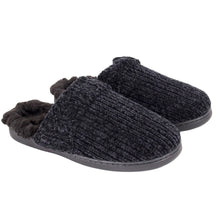 Load image into Gallery viewer, Chenille Lounge Slippers (Ivory &amp; Charcoal)
