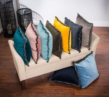 Load image into Gallery viewer, Velvet Pillow with Fringe (Only 3 Colours Left!)
