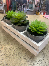 Load image into Gallery viewer, Fake Plant Set in Wooden Crate
