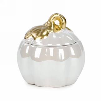 White & Gold Ceramic Pumpkin Dish