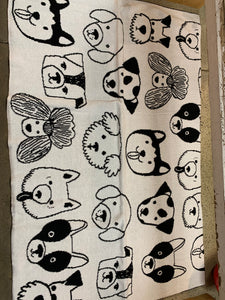 Dog Faces Cotton Throw
