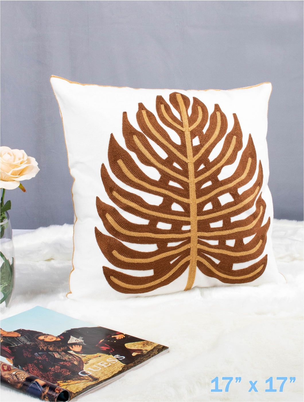 Bohemia Embroidered Leaf Pillow