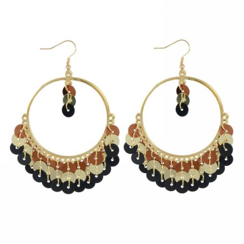 Golden Sequin Hoop Earrings