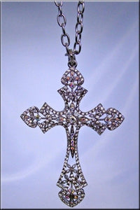 Dramatic Long Rhinestone Cross Necklace (Only 1 Left!)