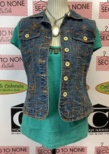 Load image into Gallery viewer, Bronze Studded Teal Top (Size S)
