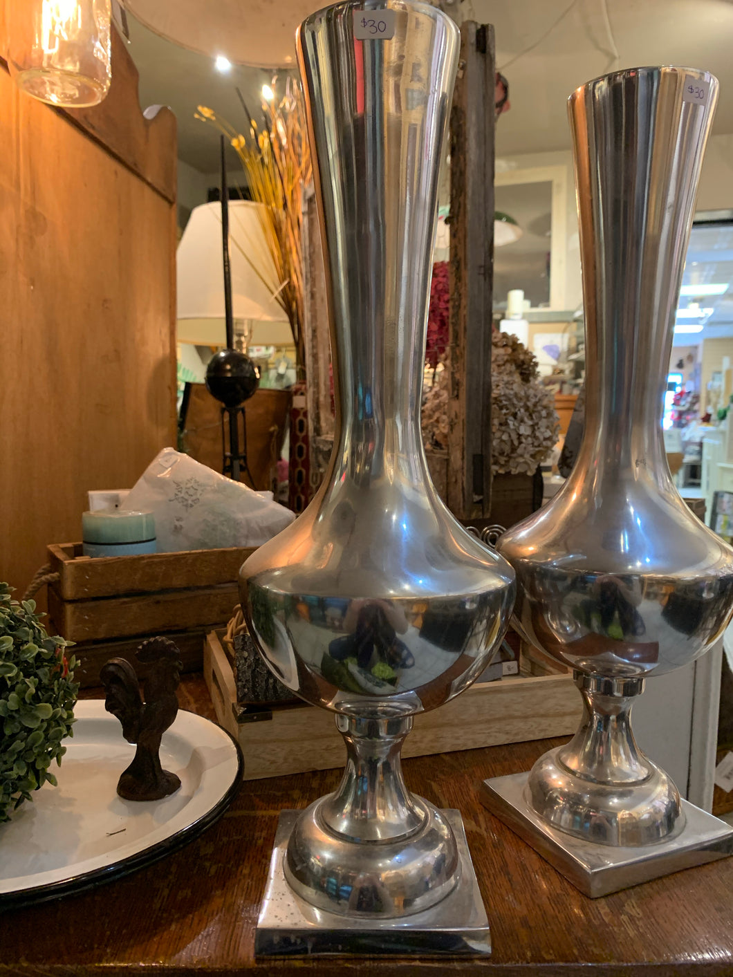 Tall Silver Vases (Only 1 Left!)