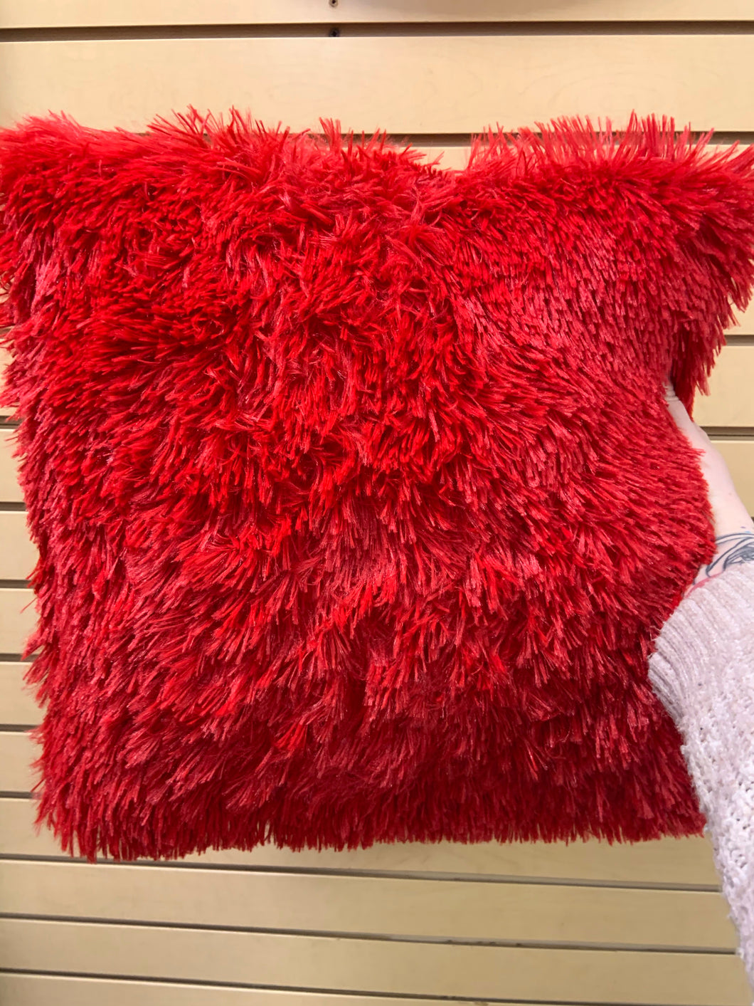 Red Faux Fur Pillow