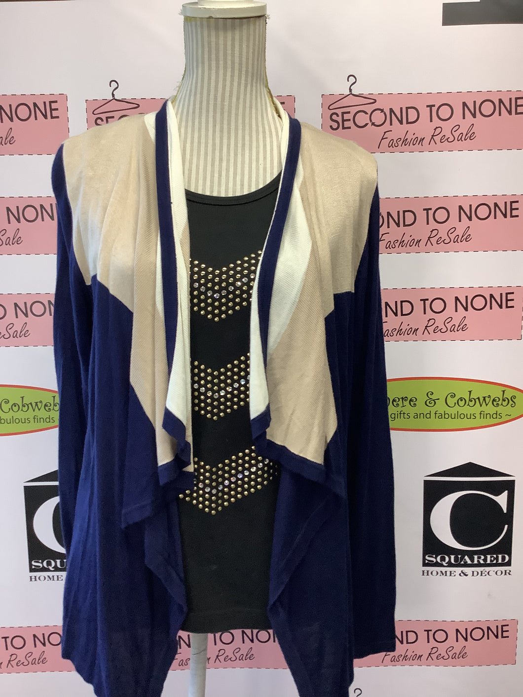 Tan Jay Color-Block Cardigan (Size PM)