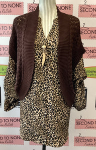 Allison Taylor Chocolate Crochet Cardigan (Size XL)