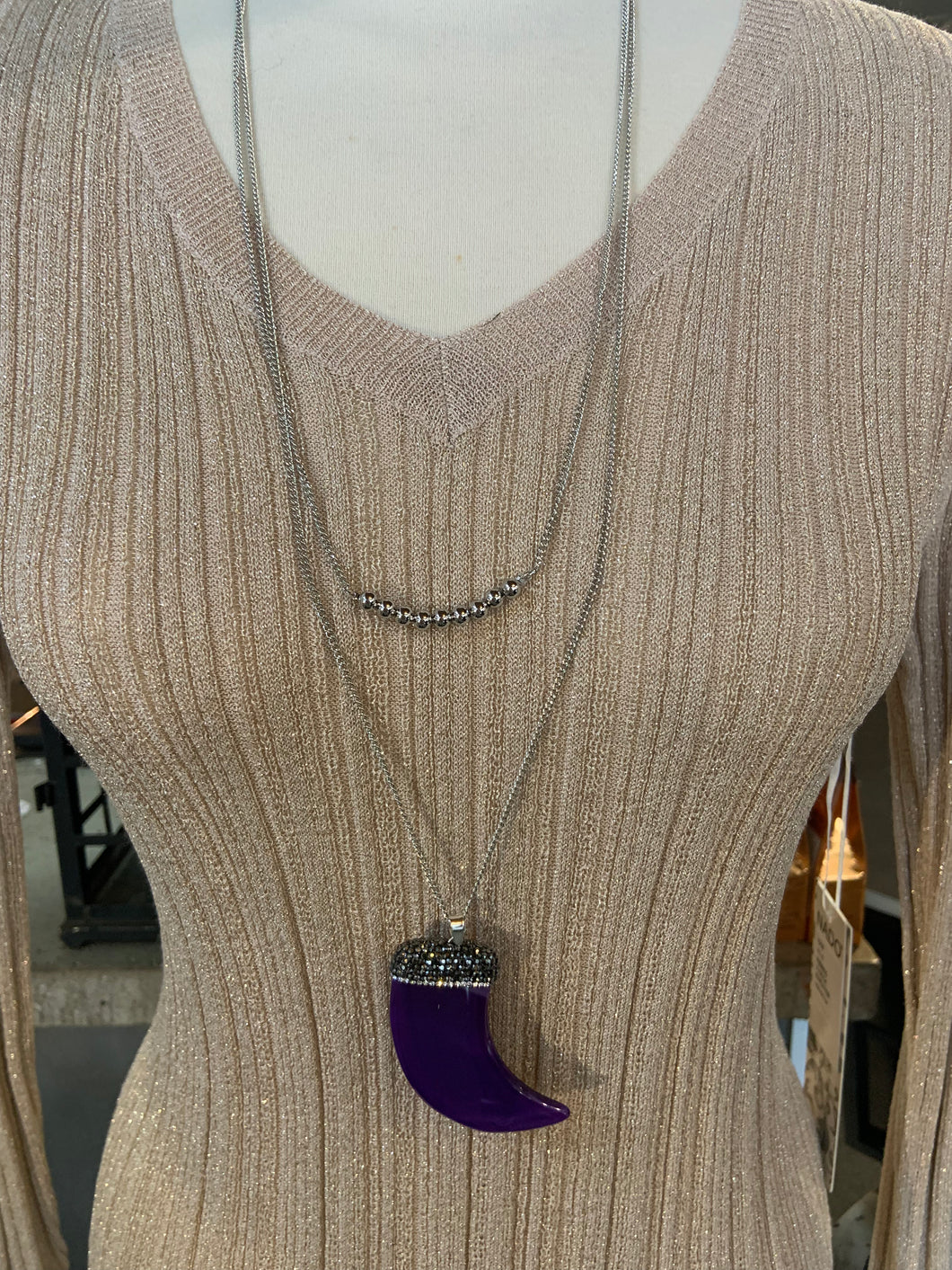 Layered Bedazzled Tooth Necklace Set
